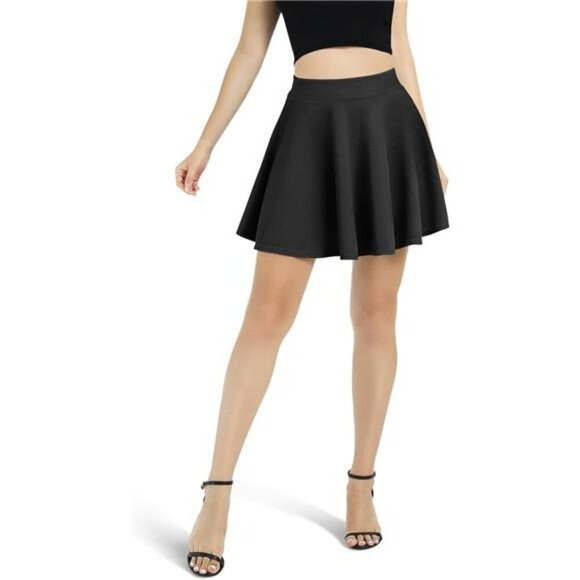 Stretch Flared Mini Skater Skirt Casual A Line Versatile Fit Women’s Basic - Picture 4 of 5